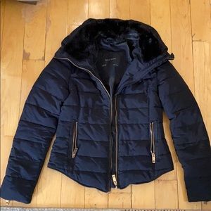 ZARA black.puff bomber with hidden hood